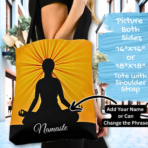 Yoga on Orange Sunbeams - Add Name or Your Text Tote Bag