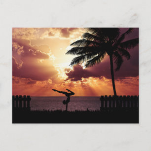Yoga on the Beach at Sunset Postcard