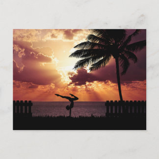Yoga on the Beach at Sunset Postcard