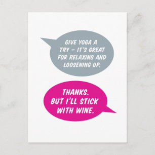 Yoga or Wine? Which is More Relaxing. Just for Fun Postcard