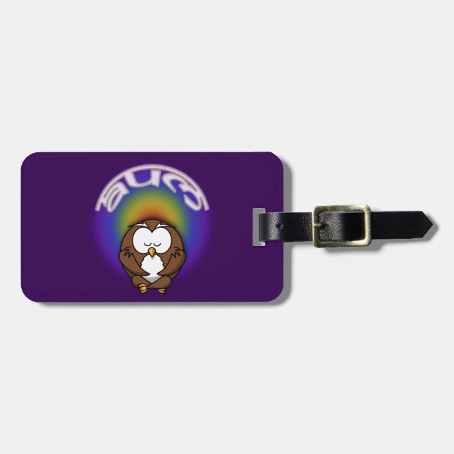yoga owl luggage tag (Front Horizontal)