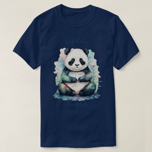 yoga panda keep calm meditate T-Shirt (Design Front)