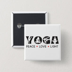 Yoga - Peace Love Light 15 Cm Square Badge