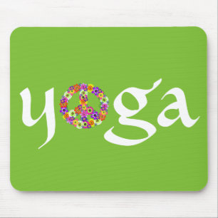 Yoga Peace Sign Floral Mouse Pad