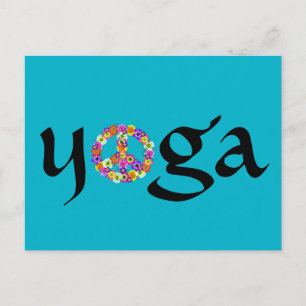 Yoga Peace Sign Floral Postcard