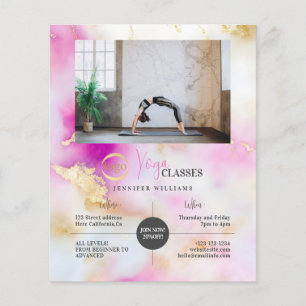 Yoga Photo Logo Abstract Watercolor Pink Gold Flyer