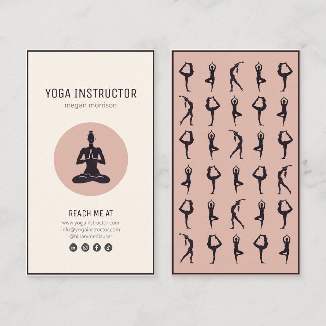 yoga pilates black beige business card (Creator Uploaded)