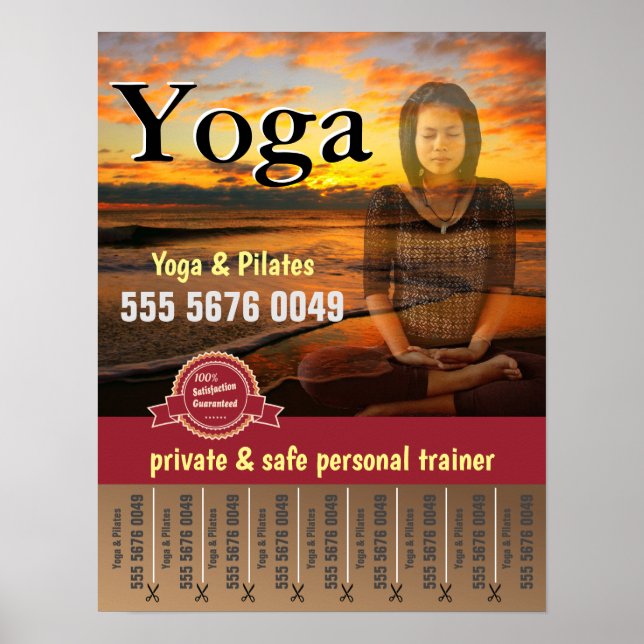 Yoga Pilates Fitness Trainer Small Business Flyer Poster (Front)