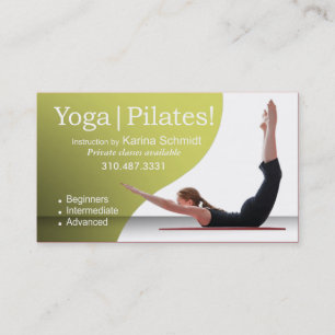 "Yoga Pilates!" Pilates Instruction, Yoga Class Business Card
