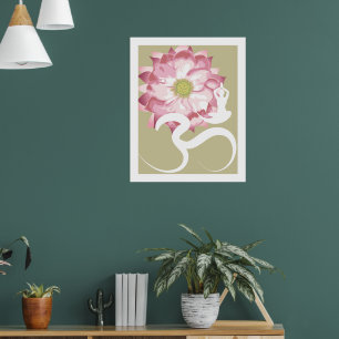 Yoga & Pink Lotus Flower White Om Spiritual Poster
