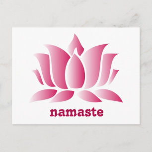 yoga pink lotus namaste postcard