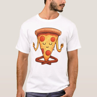 Yoga Pizza Slice Cartoon Design T-Shirt