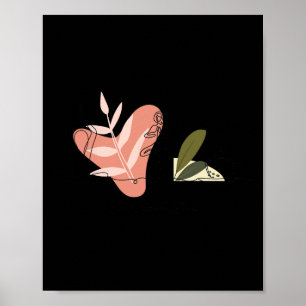 Yoga Plants Coffee Minimalist Line Art Women Poster