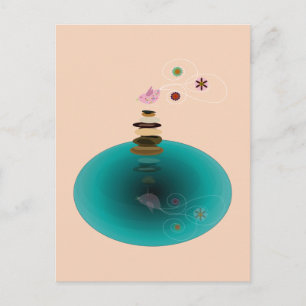 Yoga pose, birdy on the rocks postcard