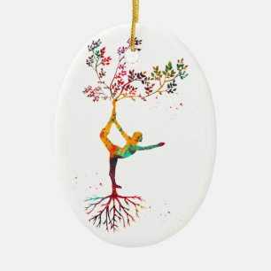 Yoga pose ceramic ornament