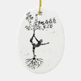 Yoga pose ceramic ornament