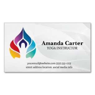 Yoga Pose   Colours Magnetic Business Card
