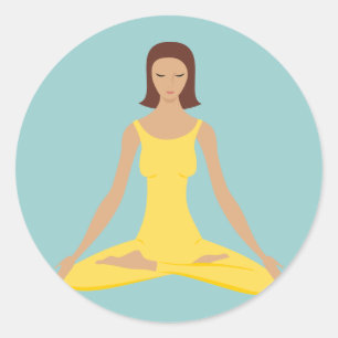 Yoga Pose Girl Classic Round Sticker
