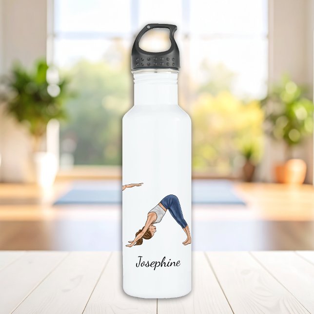Yoga Pose Girls Illustration With Custom Name 710 Ml Water Bottle (Creator Uploaded)
