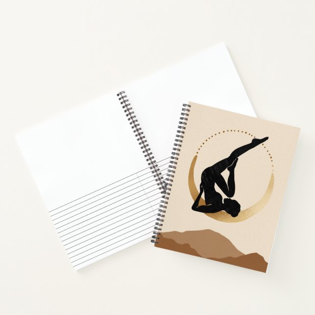 Yoga pose gold moon modern abstract zen poster notebook (Inside)
