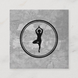 Yoga Pose Grey Texture Square Business Card