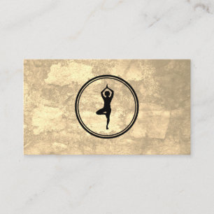 Yoga Pose Logo Sepia Texture Business Card