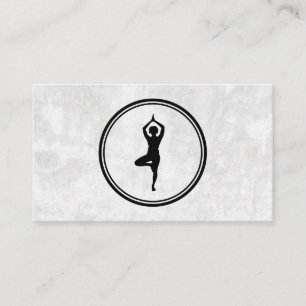 Yoga Pose Logo   Textured Background Business Card