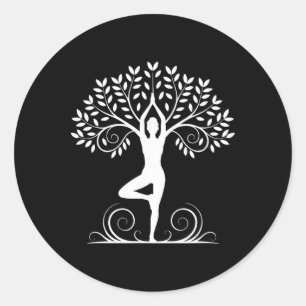 Yoga Pose Meditation Namaste Buddhism Tree _1 Classic Round Sticker