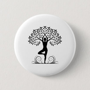 Yoga Pose Meditation Namaste Buddhism Tree _2 6 Cm Round Badge