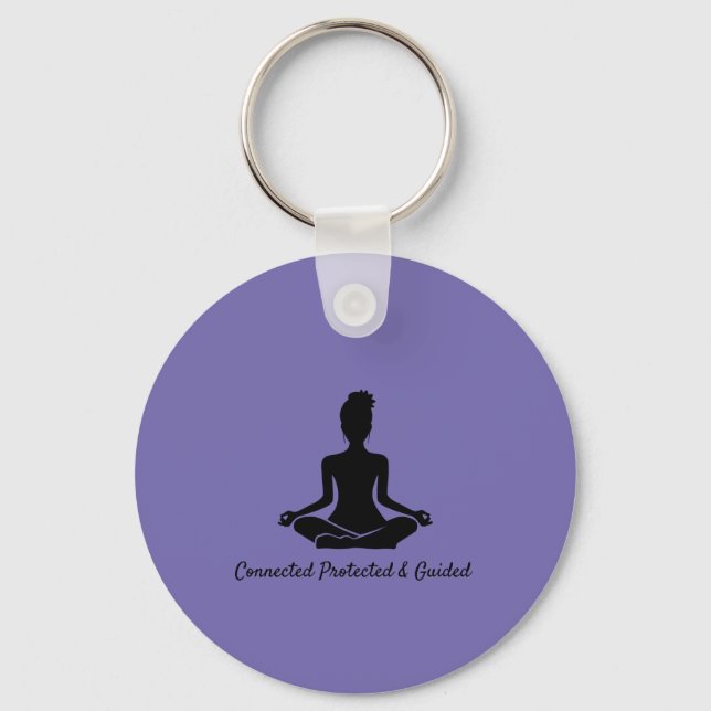 Yoga pose Mindfulness Meditation quote Keyring (Front)