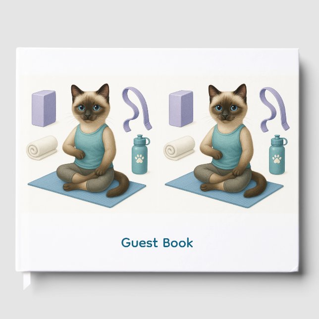 Yoga Pose Namaste for Siamese Cat Lovers  Guest Book (Front)