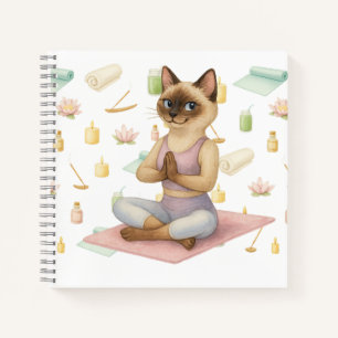 Yoga Pose Namaste for Siamese Cat Lovers Notebook