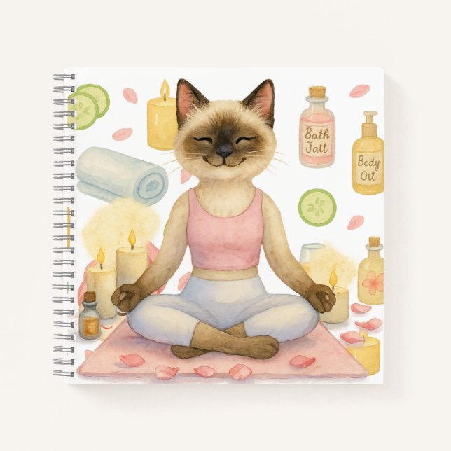 Yoga Pose Namaste for Siamese Cat Lovers  Notebook (Front)