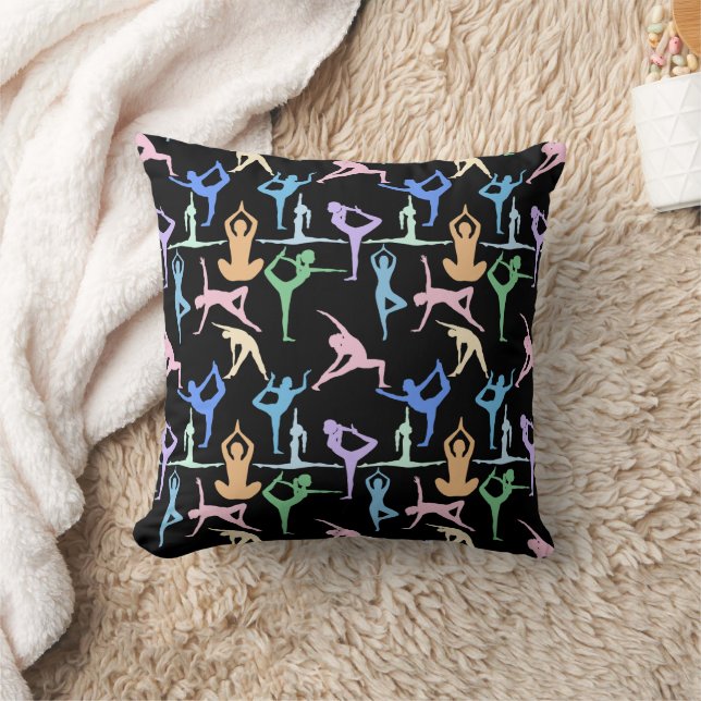 Yoga Pose Pastel Pattern 01.bx4 Black BG Cushion (Blanket)