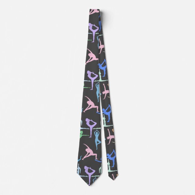 Yoga Pose Pastel Pattern 01.bx4 D Grey BG Tie (Front)
