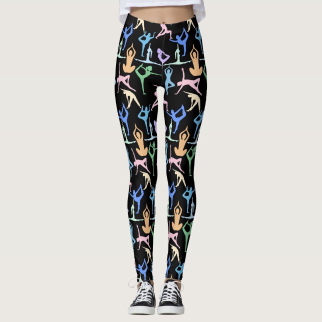 Yoga Pose Pastel Pattern 01.bx4 Leggings (Front)