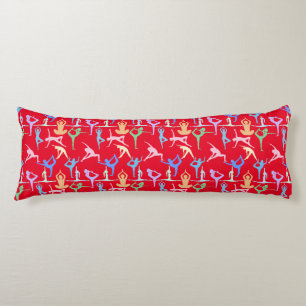 Yoga Pose Pastel Pattern 01.bx4 Red BG Body Cushion