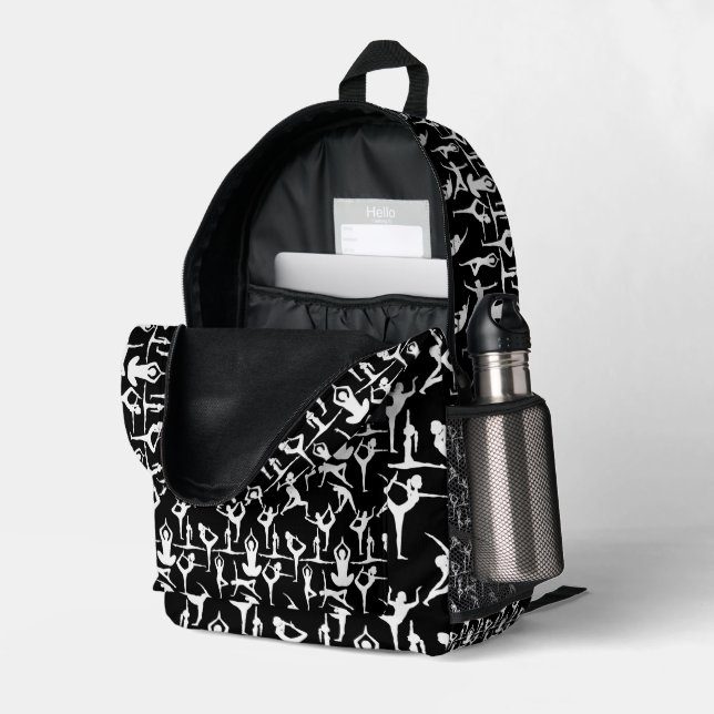 Yoga pose pattern 01.bx4.Black BG 2 Printed Backpack (Back Corner Right (Open))