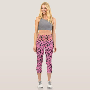 Yoga pose pattern 01.wx4.Pink GB Capri Leggings
