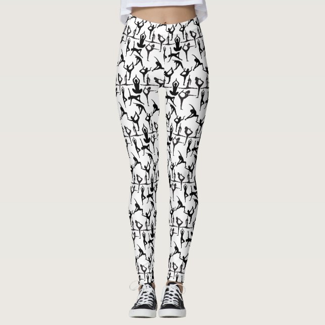 Yoga pose pattern 01.wx4.White GB Leggings (Front)