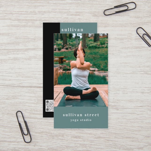 Yoga Pose Photo Yoga Studio Business Card (Front/Back In Situ)