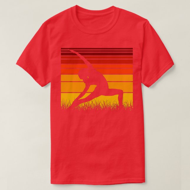 Yoga Pose Retro Vintage Sunset 19 T-Shirt (Design Front)