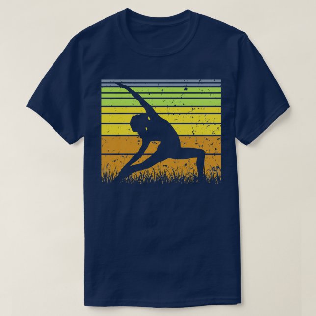 Yoga Pose Retro Vintage Sunset 22 T-Shirt (Design Front)