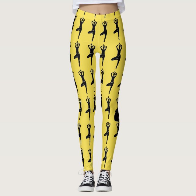 Yoga Pose Silhouette Leggings (Front)