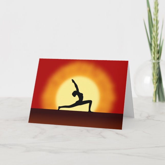 Yoga Pose Silhouette Sunrise Greeting Cards (Front)