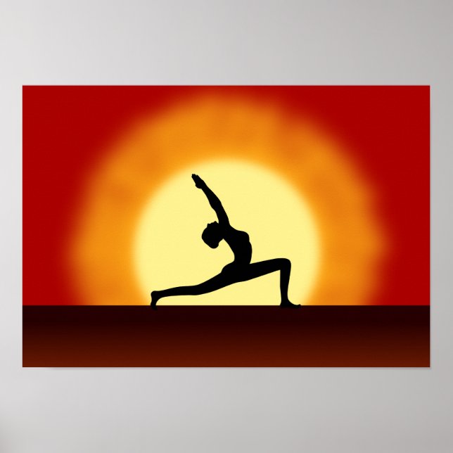 Yoga Pose Silhouette Sunrise Landscape Art Prints (Front)