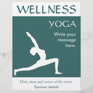 Yoga Pose White Silhouette Aqua Blue Teal Flyers
