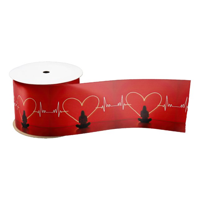 Yoga Pose With Heart Satin Ribbon (Spool)