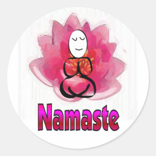 Yoga Pose with Lotus Flower "Namaste" Classic Round Sticker