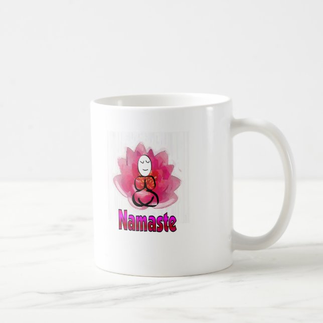 Yoga Pose with Lotus Flower "Namaste" Coffee Mug (Right)